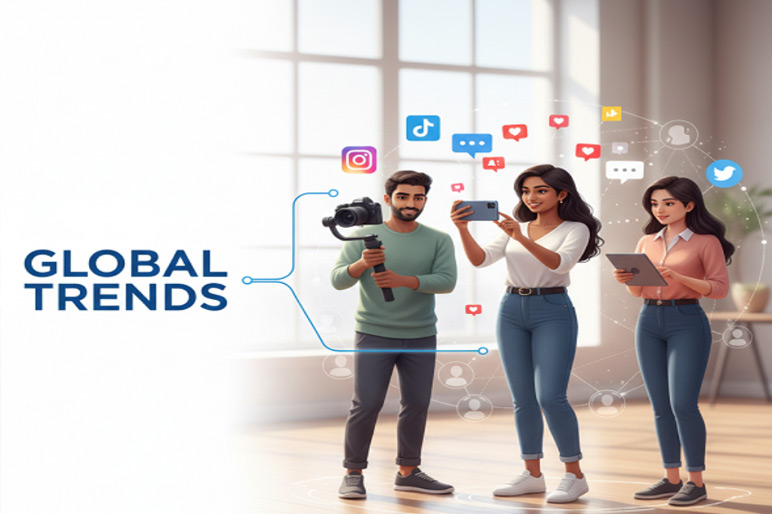 Influencer marketing concept showing brands collaborating with content creators in India